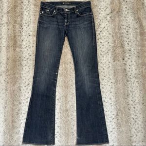[28] Rock & Republic Medium Wash Straight Leg Flare Distressed Hem Denim Jean